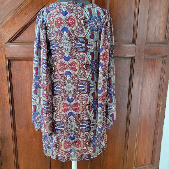 Vintage-Inspired Long Sleeve Patterned Dress By Fire Los Angeles Size M - Picture 6 of 6